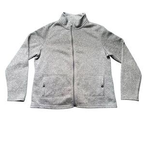 Croft & Barrow Women’s PL Gray Full Zip Fleece Sweater Long Sleeve Pockets